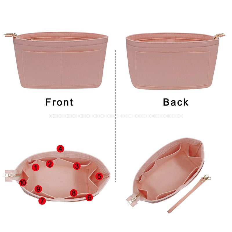 Soyizom Purse Organizer Insert Felt Purse Insert Bag Organizers Multi Pockets Tote Bag in Bag for Women,Pink-XL - Image 4